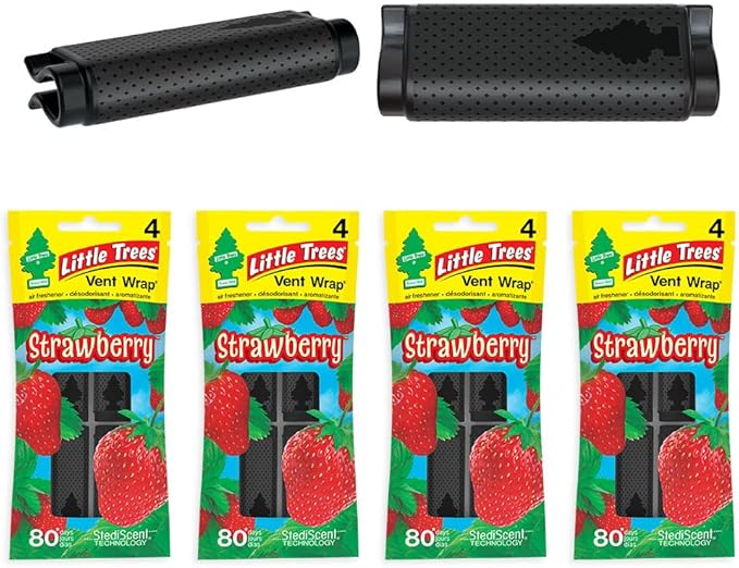 LITTLE TREES Car Air Freshener | Vent Wrap Provides Long Lasting Scent, Invisibly Fresh | 16 Air Fresheners | Strawberry