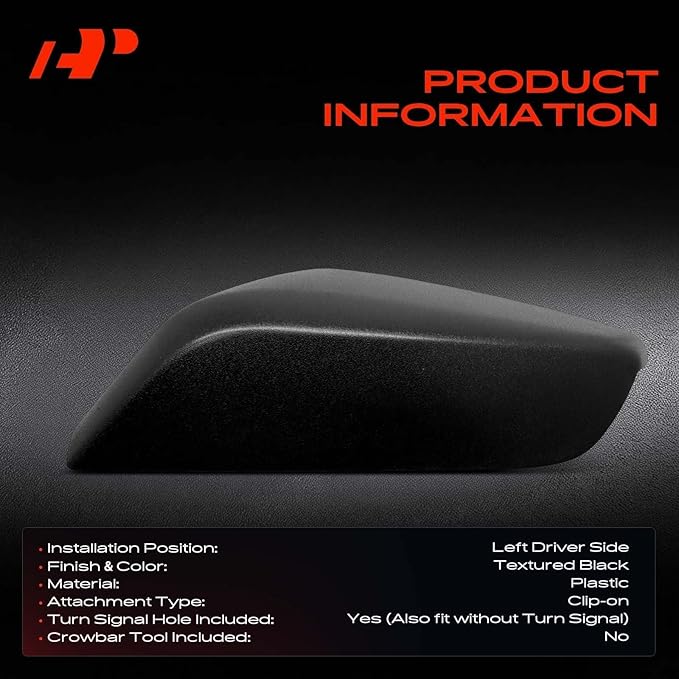 A-Premium Left Driver Side Rearview Mirror Cover Cap Compatible with Chevy Chevrolet Malibu 2016 2017 2018 2019 2020 2021 2022 2023 2024 2025 - Textured Black, Paint to Match, Replace# 84026841