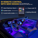Car LED Lights Interior, LED Lights for Car Accessories Interior with Remote Control, Truck Inside Lights with DIY Mode and Music Mode, Ambient Lighting for Cars SUVs Trucks with Car Charger, DC 12V
