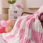 Admitrack Chunky Knit Blanket Throw 51"x63", 100% Hand Knit Chenille Throw Blanket for Sofa & Home Decor, Soft and Cozy Knitt