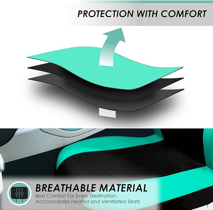 FH Group Car Seat Covers Full Set Cloth - Universal Fit,Automotive SeatCovers,Low Back Front SeatCovers,Airbag Compatible,Spl