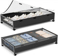 Under Bed Storage Containers with Wheels, 80L Extra-large Underbed Shoe Storage Organizer 2 Pack with Removable Lids, Large R