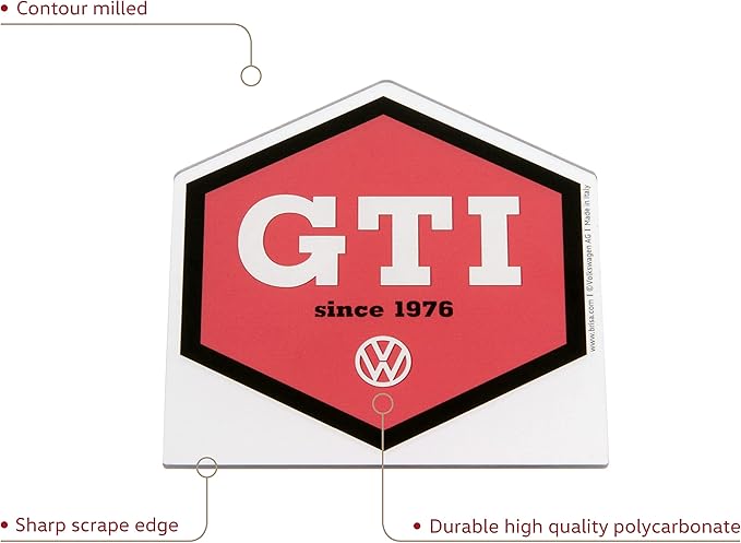 BRISA VW Collection - Volkswagen Polycarbonate Ice Scraper Windshield Scraper Snow Remover Winter Car Accessory in GTI Design (Hexagon/Red)