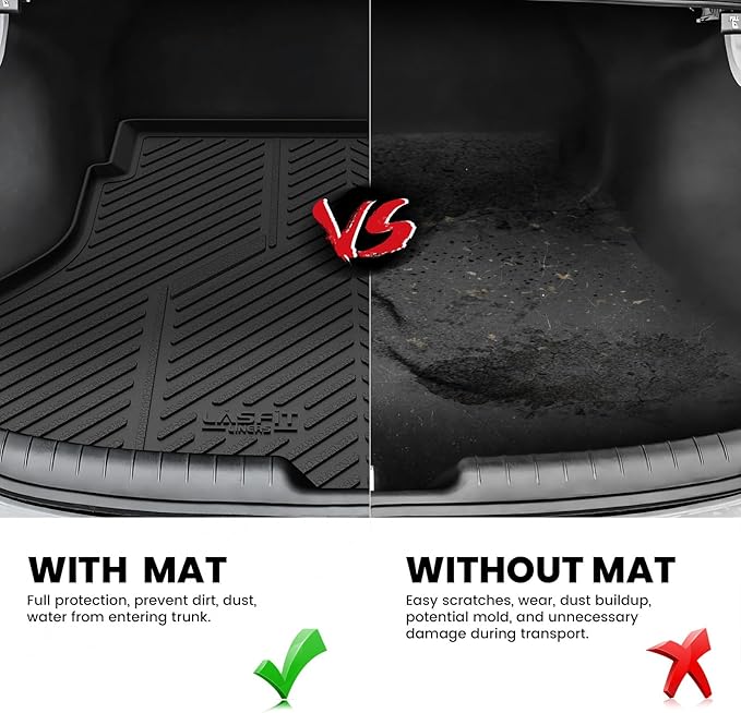 LASFIT Cargo Mat for Hyundai Elantra 2026 2025 2024 2023 2022 2021 & Elantra N 2022-2026, All Weather TPE Custom Fit Elantra & Elantra N Trunk Mat, Black