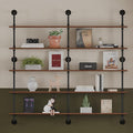 Industrial Pipe Shelf Shelving Bookcase, Wall Mounted Rustic Bookshelf 60 Inch, Floating Bookshelves for Wall,Retro Wood Meta