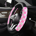 Dotesy Lattice Car Steering Wheel Cover Microfiber Leather Non-Slip Comfort Universal 15 inch Checkered Plaid Wheel Protector