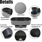 iokone Coin Side Pocket Console Side Pocket Leather Cover Car Cup Holder Auto Front Seat Organizer Cell Mobile Phone Holder (Slim-Gray)