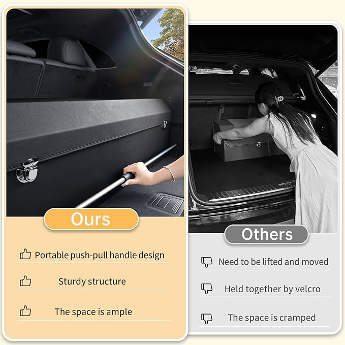Trunk Organizer for SUV, Collapsible Leather Trunk Organizer for Car with Lid Car Storage for Sedans, Truck, Van, Jeep (Black,