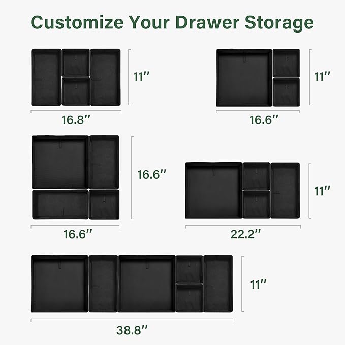 Kootek 16 Pack Drawer Organizer Clothes, Dresser Drawer Organizers for Clothing Fabric Foldable Closet Organizers and Storage