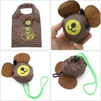 10PCS Folding Shopping Bags Reusable Shopping Tote Bags Compact Eco Periodic Duty Recycling Use Shopping Bags (Animals)