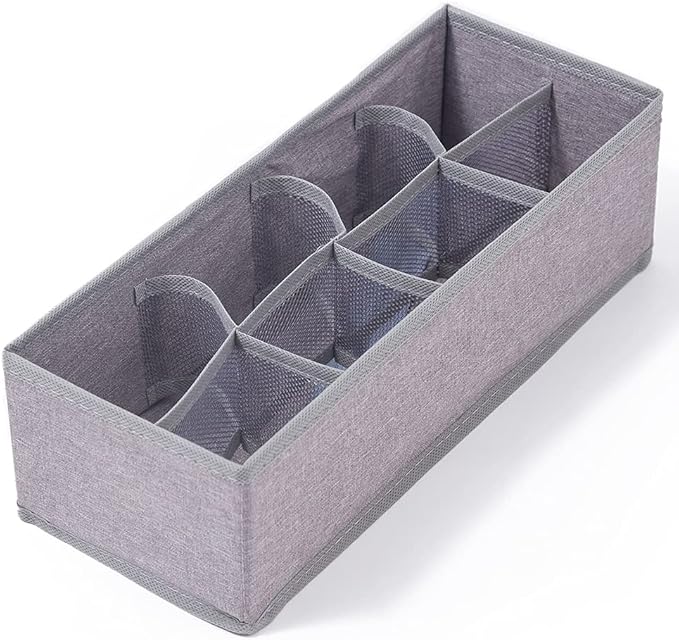 Qozary 3 Pack Sock Underwear Drawer Organizer Dividers, Collapsible Cabinet Closet Storage Boxes for Clothes, Socks, Lingerie