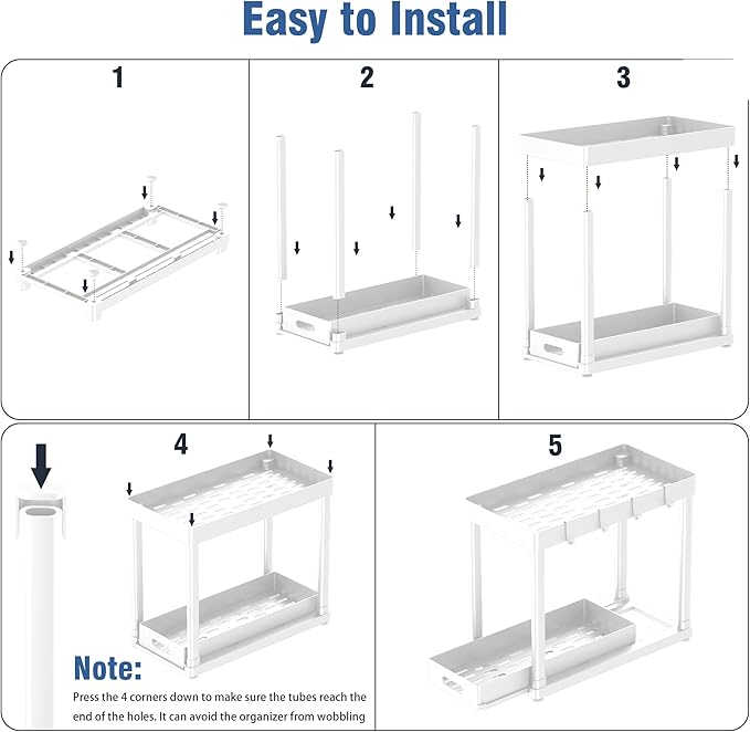 2 Pack Pull-Out Storage Organizers, Under Sink Organizer and Storage for Bathroom & Kitchen,Multi-Purpose Under Cabinet Organ