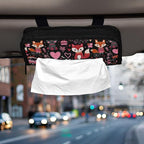 Car Tissue Holder Car Visor Organizer Tissue Box Holder for Car Sun Visor Organizer with Car Vehicle Accessories Essentials Interior for Women Men Valentines Fox Bunny Hearts Black