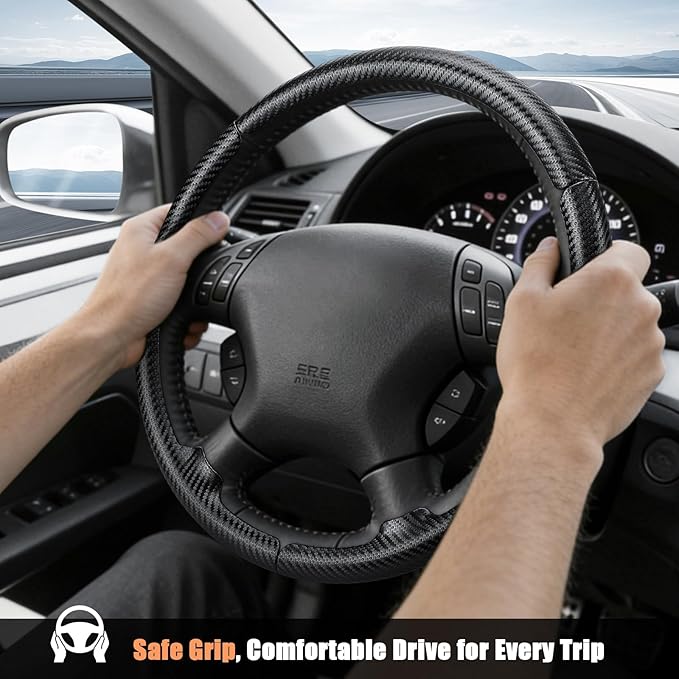 Aimato Customized Steering Wheel Cover for Honda Accord 2003-2007/Odyssey 2005-2010,Thin,Anti-Slip,Scratch-Resistant Exclusive Car Accessory for Honda,Matte Black