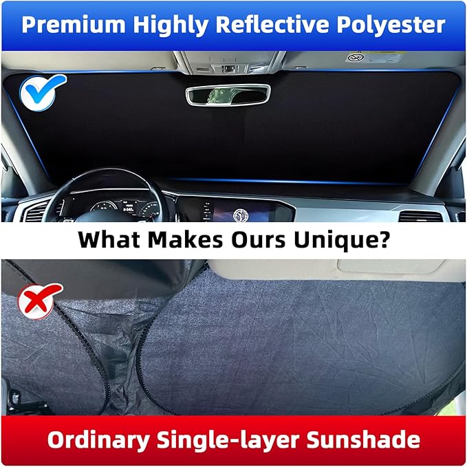 Side Window Sunshades for Volkswagen VW Atlas 2018-2025, Custom Fit for VW Atlas Front Window Sunshade, Foldable Car Sun Shield with Steering Wheel Cover, UV & Heat Protection to Keep Vehicle Cool