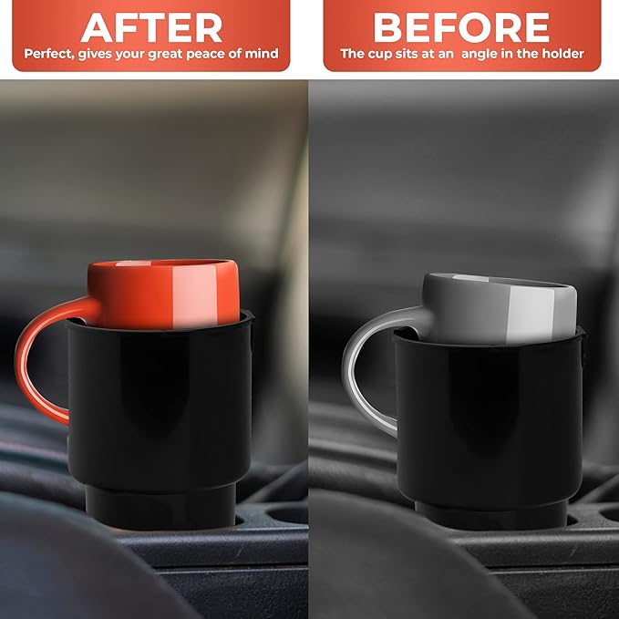 Car Cup Holder Expander - Fits Hydro Flasks 32/40 oz, Nalgene, Yeti & Large Bottles up to 3.8 inches Wide - for Car up to 3.2