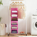 MAX Houser 6-Shelf Hanging Closet Organizer, Hanging Storage Shelves with 2 Sturdy Hooks Space-Saving for Bedroom, Foldable (