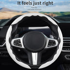 3 Piece Carbon Fiber Steering Wheel Cover,Car Steering Wheel Protector with Non-Slip Lining,Breathable Microfiber Universal for 14.5-15 inch,White