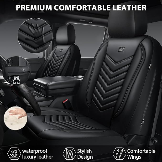 CAR PASS 3D Foam Faux Leather Car Seat Covers Front Seats,Waterproof Leather Front Seat Cover for Cars,Luxury Universal Fit f