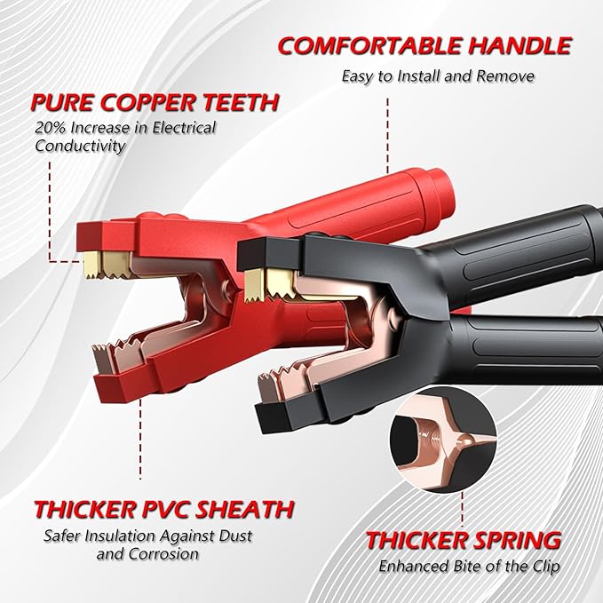 NOONE 0 Gauge 25FT Heavy Duty Jumper Cables for Car Battery, 1000A Automotive Booster Cables with Reverse Polarity Protection for SUVs & Trucks, Includes Bag, Gloves, Brush & Goggles