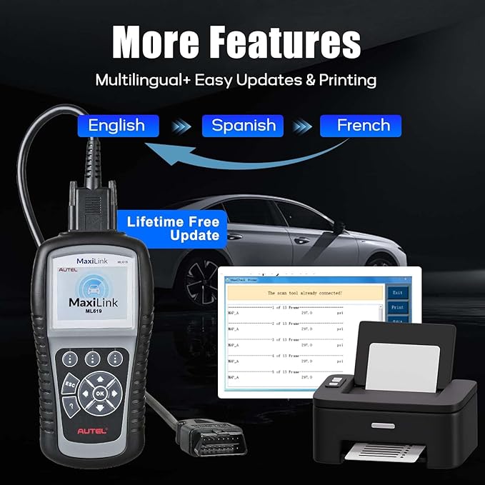 Autel MaxiLink ML619 OBD II Scanner - Same as AL619, ABS & SRS Diagnostic Tool for 1996+ Vehicles, Up of AL519 ML519, Code