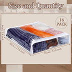 Kingdder 16 Pcs Clear Zippered Storage Bags Plastic Sweater Bags with Zipper 16 x 14 x 2.5 Inch Vinyl Sheet Organizer and Sto