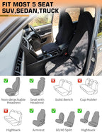 Universal Car Seat Cover Towel, Waterproof Washable Sweat Protection for Front Bucket Seats, Non-Slip Fit, Fits Cars SUVs Tru