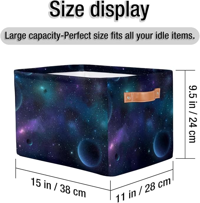 Nebula Galaxy Planet Storage Basket Collapsible Cloth Storage Cube Basket Bins Organizer with Handles Rectangular Large Toys 