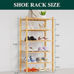 Smiry Shoe Rack, 5 Tier Thick Small Bamboo Shoe Organizer, Stackable Free Standing Wooden Shoe Storage Shelf for Closet, Entr