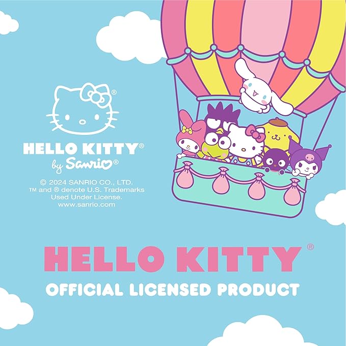 Hello Kitty Steering Wheel Cover, Official Sanrio Car Steering Wheel Cover with Universal Size 14.5-15.5, Cute Steering Wheel Cover for Women, Hello Kitty Car Accessories (Lavender Print)
