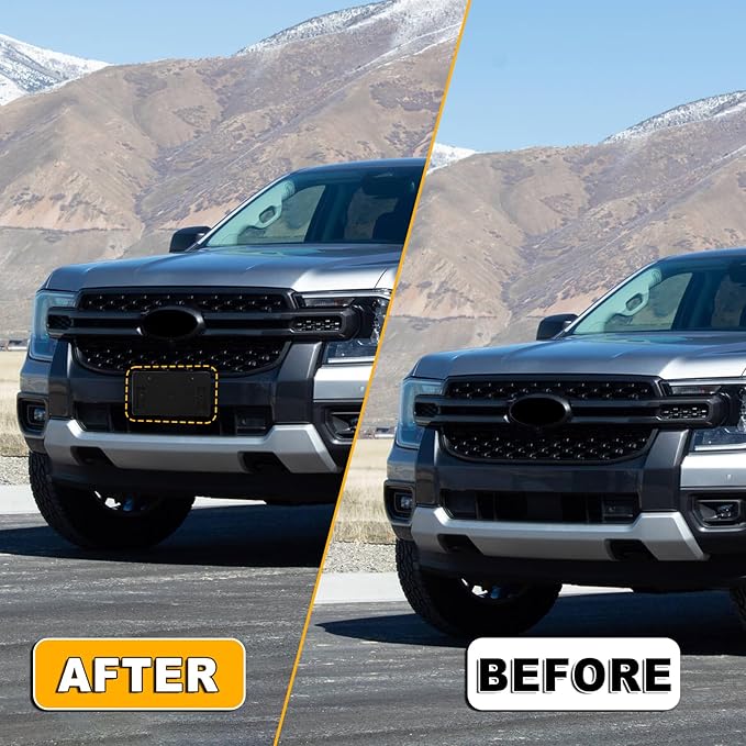 Front License Plate Frame Compatible with Ford Ranger 2024 2025 2026(Exclude Raptor), Bumper License Frame Holder Mounting Br
