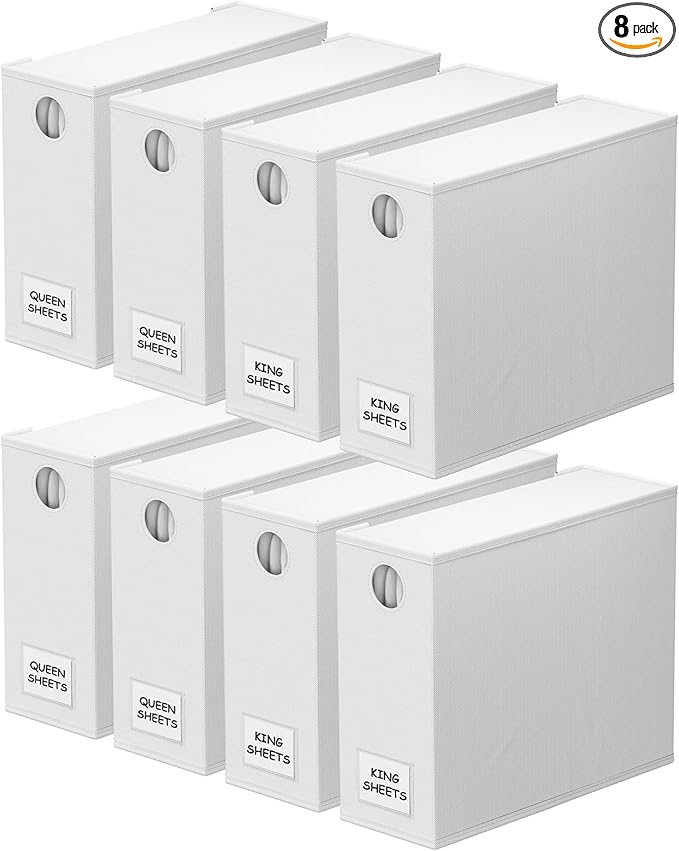 SpaceAid 8 Pack Bed Sheet Organizers and Storage, Foldable Organizer for Linen Closet, Sheets Set Folder Keeper with Window X