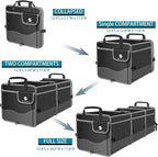 Trunk Organizer with Cooler, Collapsible Trunk Storage Container with Non Slip Bottom Strips, Large Multi-Compartment Waterproo