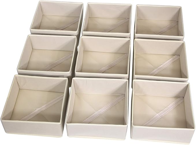 DIOMMELL 9 Pack Foldable Cloth Storage Box Closet Dresser Drawer Organizer Fabric Baskets Bins Containers Divider for Clothes