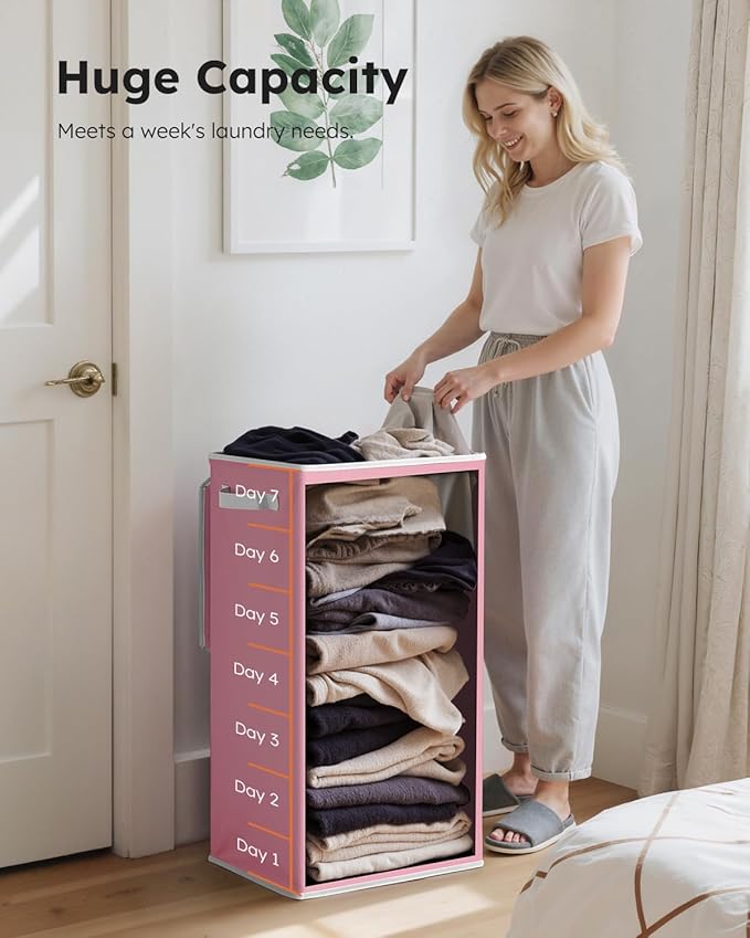 SOLEDI Laundry Hamper with Lid 100L Large & Tall Collapsible Laundry Basket, Clothes Hamper with Bag Removable Easy to Carry,
