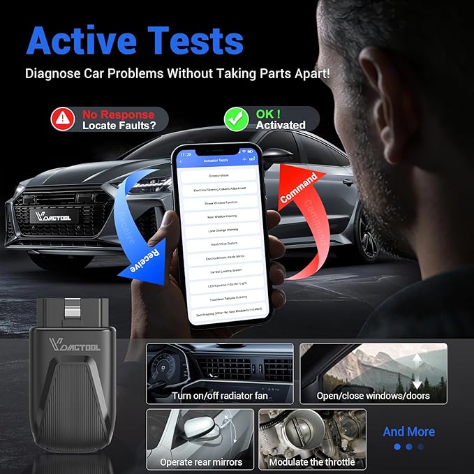OBD2 Scanner Bluetooth VDIAGTOOL D200, Bidirectional Scan Tool - Lifetime Free Updates, 26 Resets (Upgradeable to 49+), Full