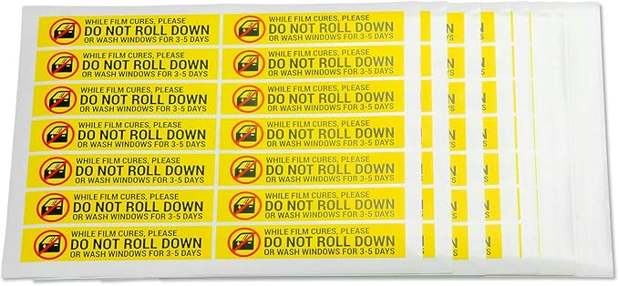 300 Labels - DO NOT ROLL Down Window Tint Stickers, 1 x 5 Inch - Auto Window Film Caution Label/While Film Cures for Professional & Tint Shop Business - Warning Labels