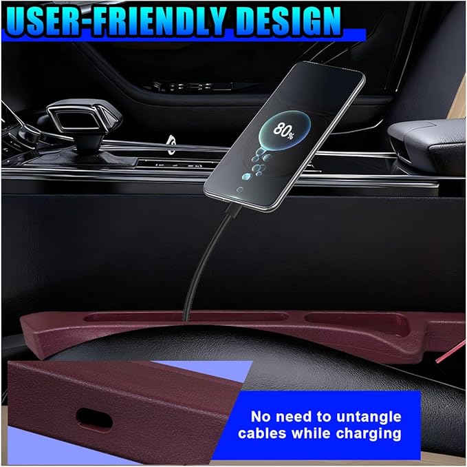 2PCS Car Seat Gap Filler Organizer, Multifunctional Car Gap Stopper Between Seat & Console Prevent Things Drop, Universal Vehicle Interior Phone Holder Accessories for SUVs Trucks (Red)
