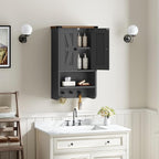 MAHANCRIS Bathroom Wall Cabinet, Farmhouse Medicine Cabinet with Adjustable Shelf, 3-Tier Wall-Mounted Storage Cabinet with 3