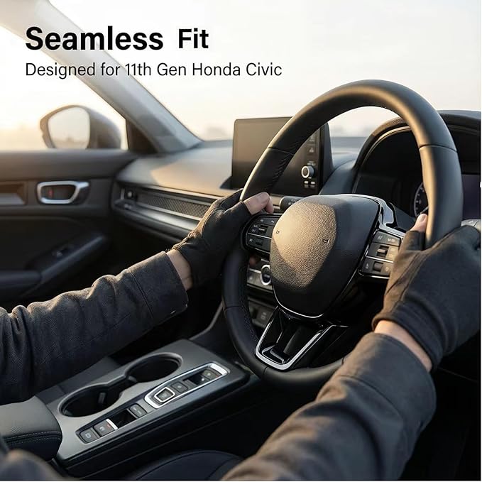 Steering Wheel Cover Trims for Honda Civic 2022-2026, for CRV CR-V 2023 2024 2025 2026 Accessories Car Sporty Interior Decal (Black)