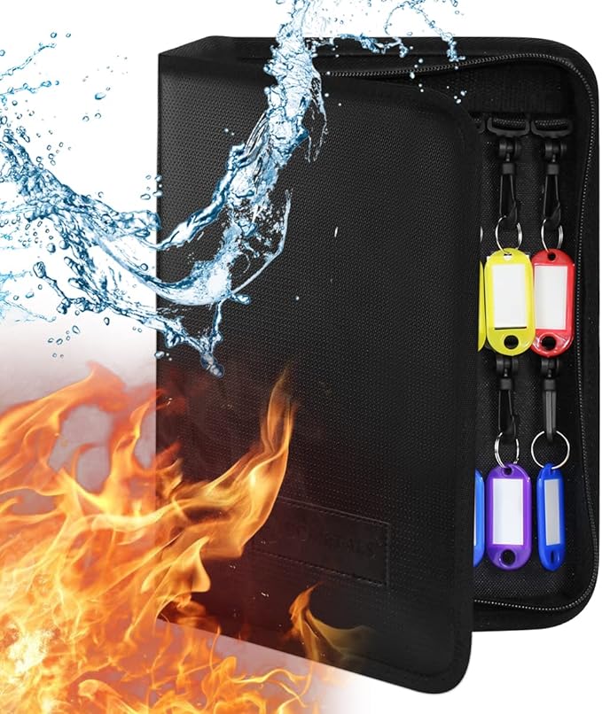 Fireproof and Waterproof Portable Zippered Key Case,36Key Hooks Key Organizer with Key Tags,Portable Manager Zipper Key Binde