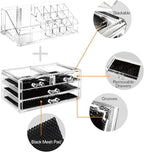 Ikee Design Acrylic Makeup Organizer with 4 Drawers and Removable Top Lipstick Holders, Ideal for Make-up or Accessories,Enha