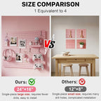 Peg Board, 4 Pack Metal Pegboard Panels Pink Pegboards Wall Organizer with Frame Large Heavy Duty Peg Board with Hooks for Wa