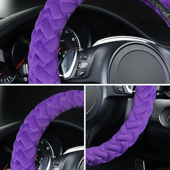 Flying Banner car Steering Wheel Cover Massage Velvet Warm Universal Size 15 inches SUV Truck Anti Slip Odorless Summer Winte