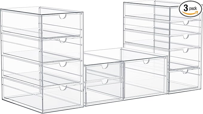 Sorbus Makeup Organizer With 12 Drawers, Acrylic Drawer Organizer for Makeup, Office Organization and Storage, Art Supplies, 