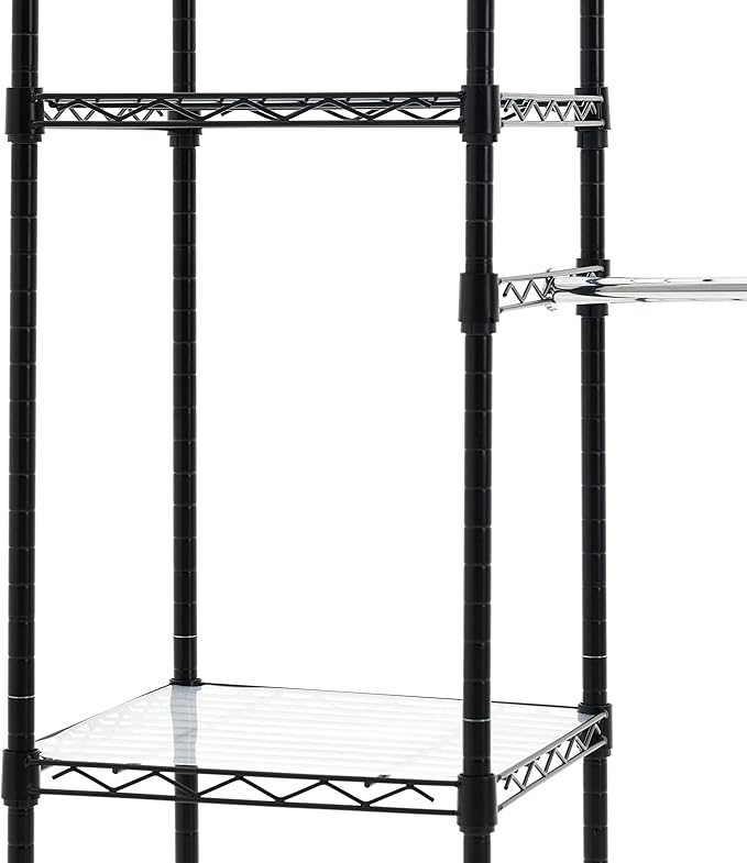 Amazon Basics Expandable Metal Hanging Closet Organizer System with Storage Shelves, Adjustable, Easy to Assemble, 57-80"L x 
