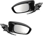TRQ 2 Piece Driver and Passenger Side Mirror Assembly Set Electric Adjustment Heated Memory Black Compatible with 2009-2013 I