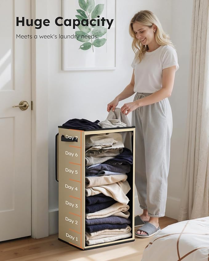SOLEDI Laundry Hamper with Lid 100L Large & Tall Collapsible Laundry Basket, Clothes Hamper with Bag Removable Easy to Carry,