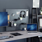 VIVO Steel Clamp-on Desk Pegboard, 30 x 24 inch Privacy Panel, Magnetic Peg Board, Office Accessory Organizer, Above or Below