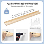 Picture Ledge Shelf for Wall, 48 inches Solid Pine Wood Nursery Book Shelves 3 Packs, Floating Ledge Shelves for Kids' Room B
